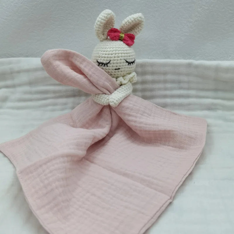 Doudou lapin serviette rose