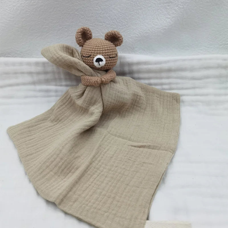 Doudou ours serviette marron clair