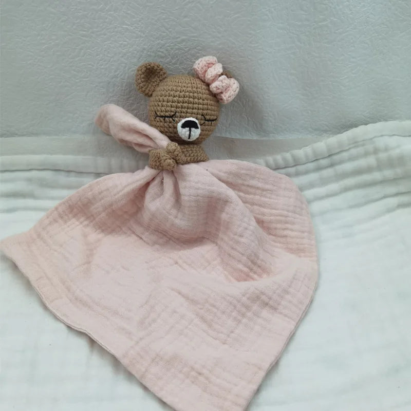 Doudou ours serviette rose