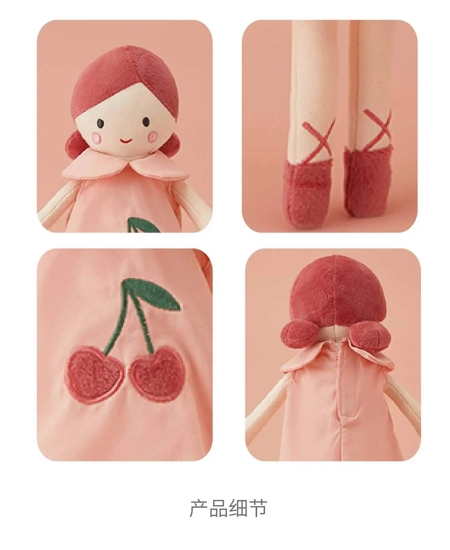 Doudou poupée rouge détails