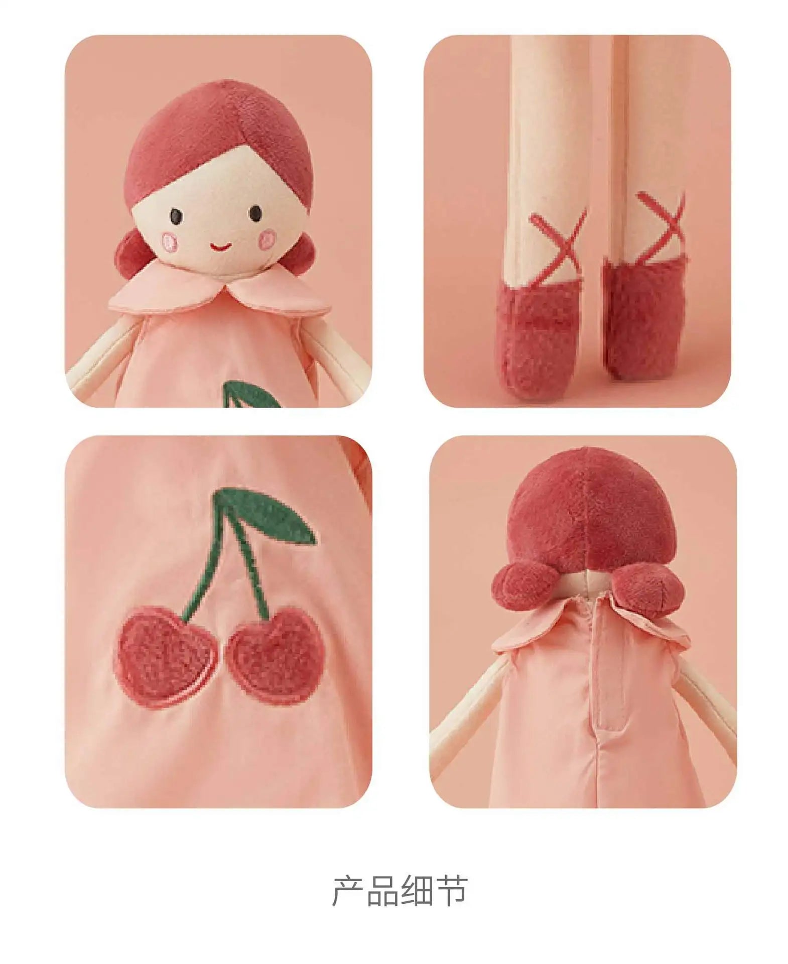 Doudou poupée rouge détails