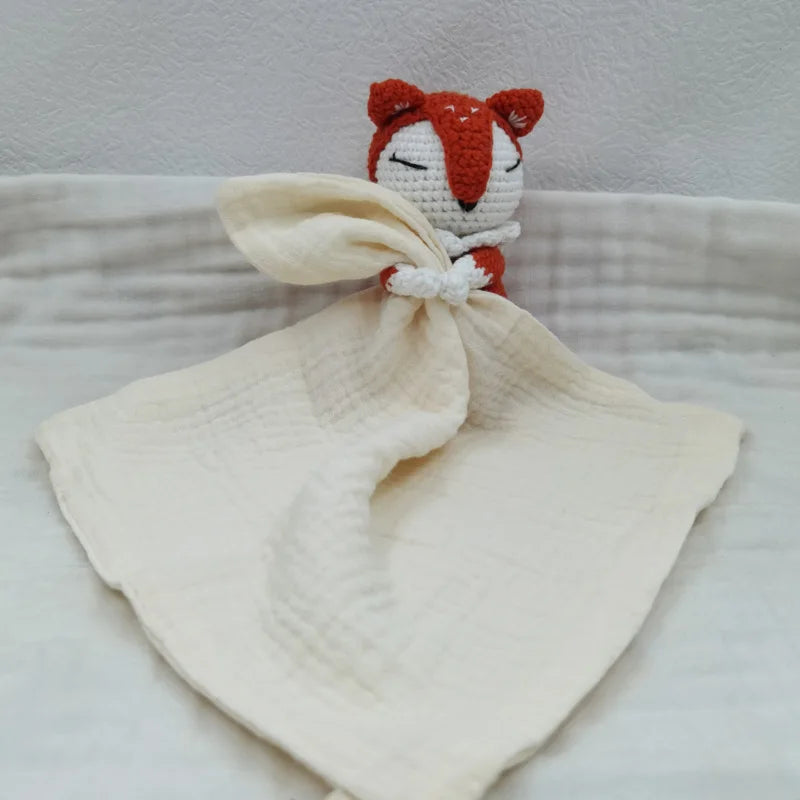 Doudou renard serviette blanche