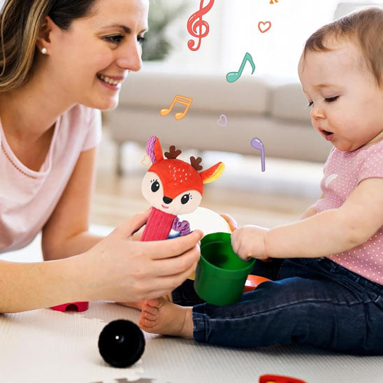 hochet girafe avec bébé
