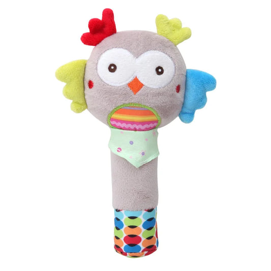 hochet bébé hiboux bâton