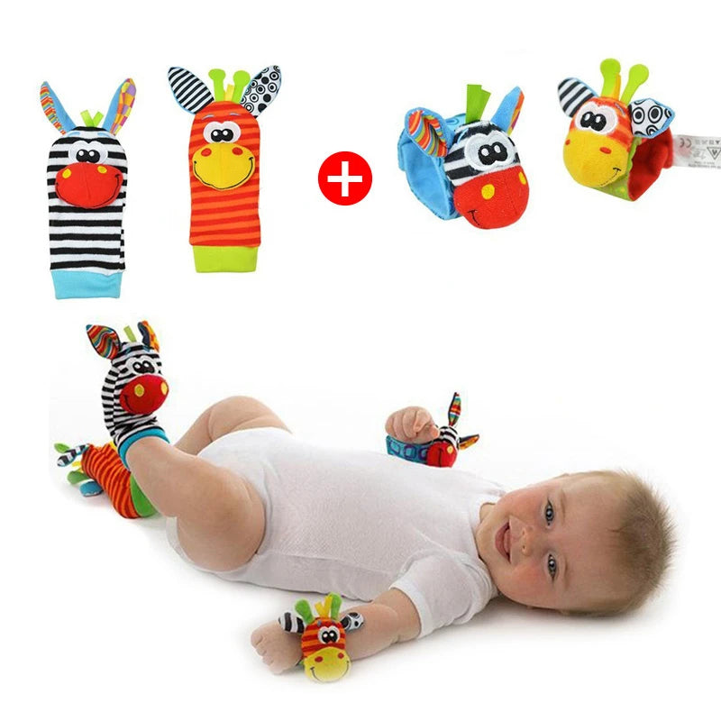 hochet à pieds et poignets girafe et zèbre