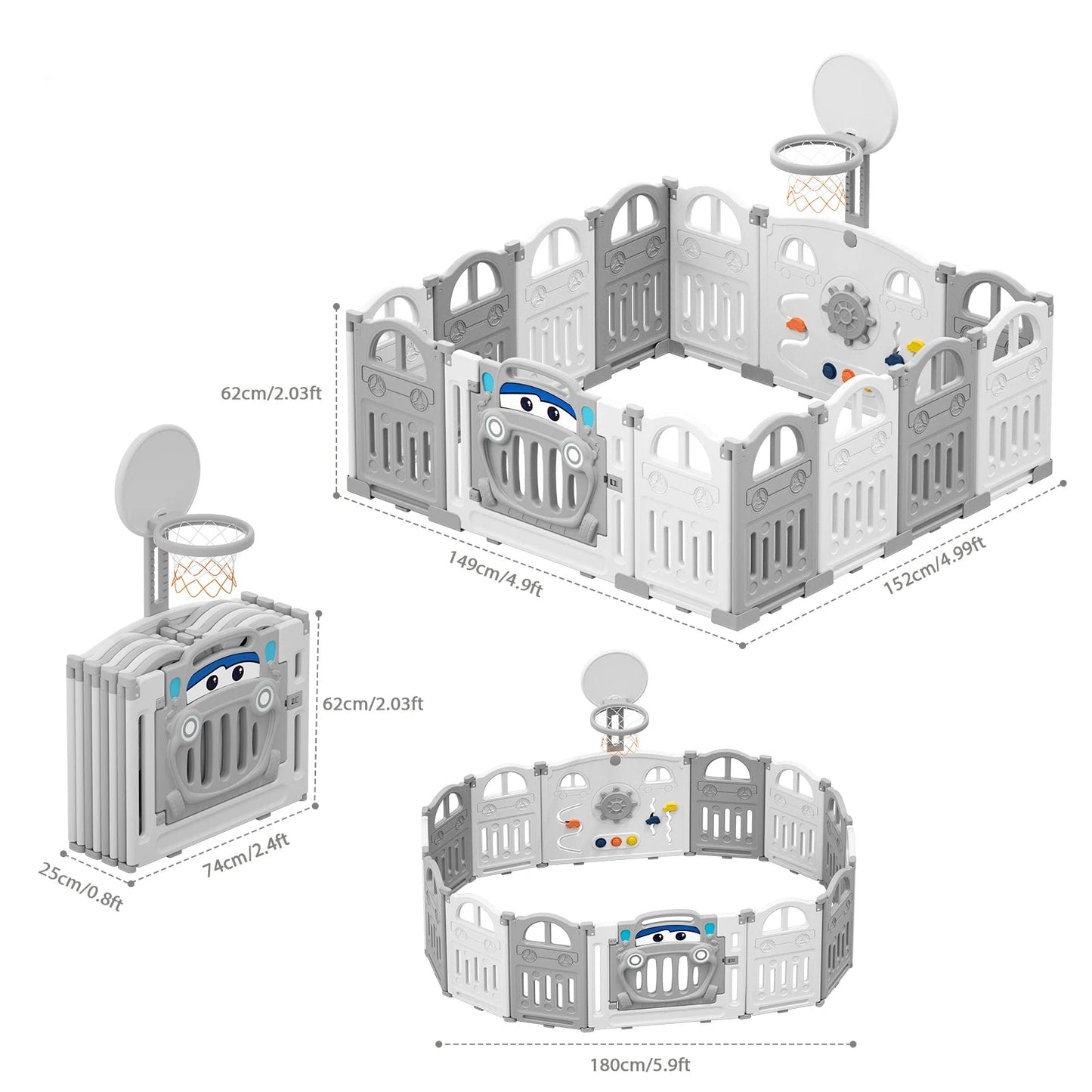 dimensions du parc bébé pliable