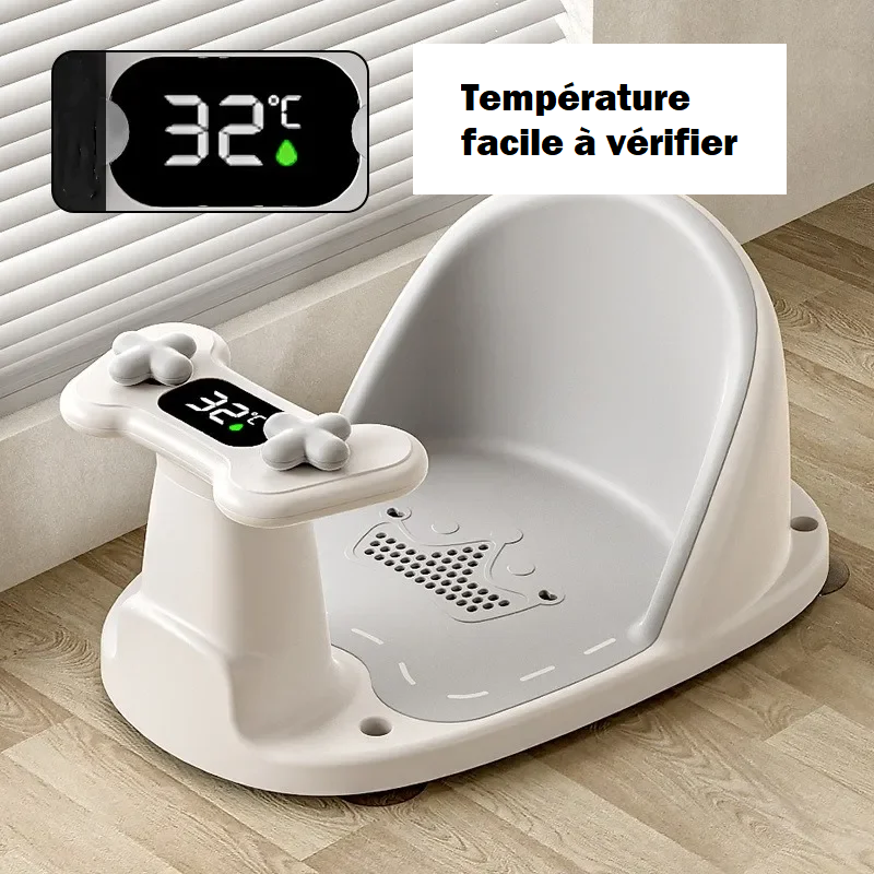 transat de bain bébé gris avec thermomètre