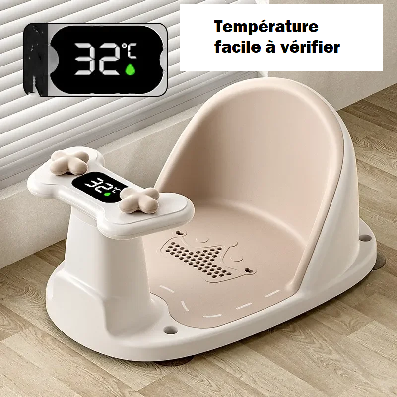 transat de bain bébé marron avec thermomètre