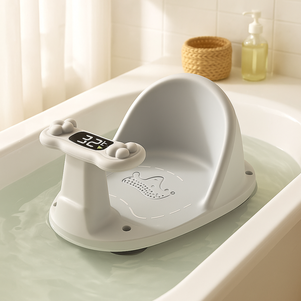 présentation du transat de bain avec thermomètre